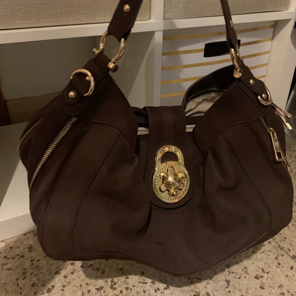 Espresso brown suede purse